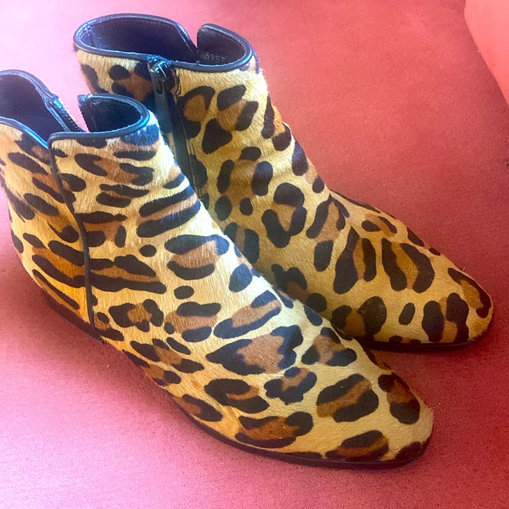Aquatalia Leopard Print Suede Boots